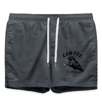Cawfee Raven Coffee Gothic Bird Animal Funny Pun - Swim Trunks - anthracite - Front - AI Model Male 185 light (185cm)