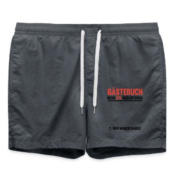 Guestbook 24 Birthday We were there - Swim Trunks - anthracite - Front - AI Model Male 185 light (185cm)