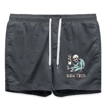 Born Tired – Squelette né fatigué avec café - Short de bain - charbon - Devant - AI Model Male 185 light (185cm)