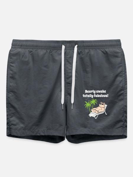 Bär mit Sonnenbrille chillt im Liegestuhl Palmen - Badeshorts - Anthrazit