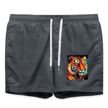 Portrait de tigre - Short de bain - charbon - Devant - AI Model Male 185 light (185cm)