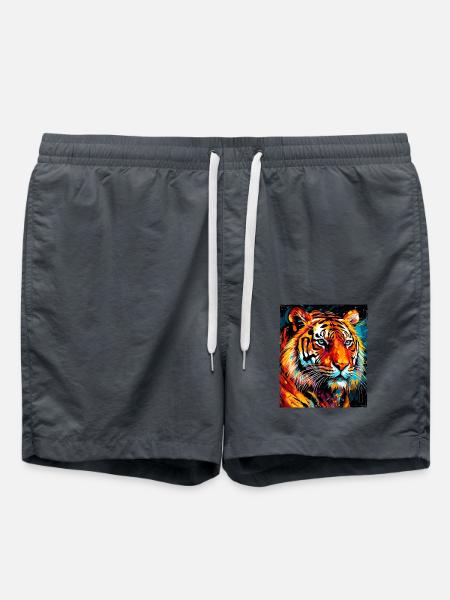 Tiger Portrait - Swim Trunks - anthracite