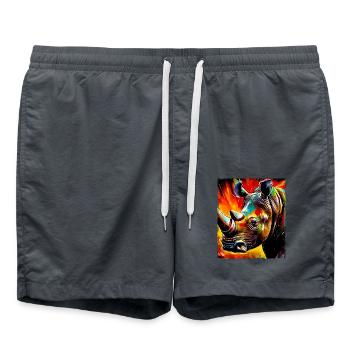 Rhinoceros Portrait - Swim Trunks - anthracite - Front - AI Model Male 185 light (185cm)
