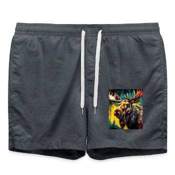Moose Portrait - Swim Trunks - anthracite - Front - AI Model Male 185 light (185cm)