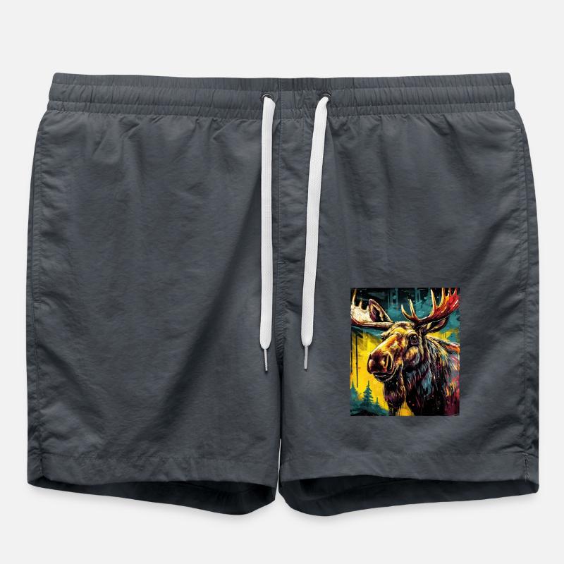 Moose Portrait - Swim Trunks - anthracite