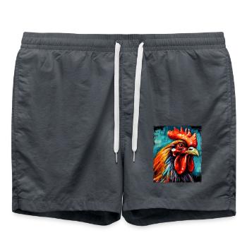 Portrait de coq - Short de bain - charbon - Devant - AI Model Male 185 light (185cm)