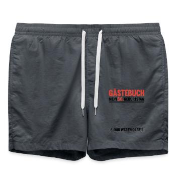 Guestbook 56 Birthday We were there - Swim Trunks - anthracite - Front - AI Model Male 185 light (185cm)