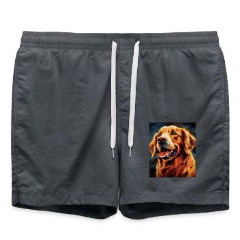 Golden Retriever Dog Portrait - Swim Trunks - anthracite - Front - AI Model Male 185 light (185cm)