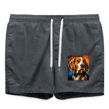 Portrait de chien beagle - Short de bain - charbon - Devant - AI Model Male 185 light (185cm)