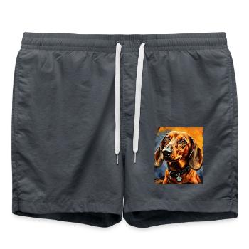 Dachshund Hund Porträt Dackel - Badeshorts - Anthrazit - Vorne - AI Model Male 185 light (185cm)