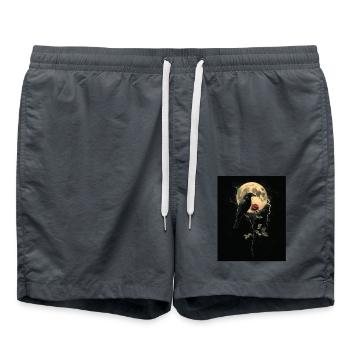 Raven Rose Moon Gloomy Gothic Black Crow - Swim Trunks - anthracite - Front - AI Model Male 185 light (185cm)