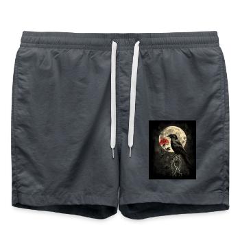 Raven Rose Moon Gloomy Gothic Black Crow - Swim Trunks - anthracite - Front - AI Model Male 185 light (185cm)
