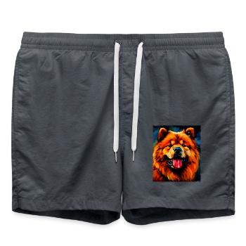 Chow Chow Hund Porträt - Badeshorts - Anthrazit - Vorne - AI Model Male 185 light (185cm)