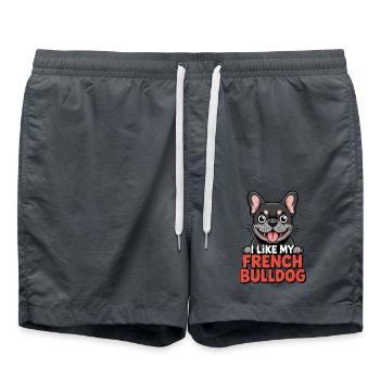 I like my French Bulldog Hundeliebe - Badeshorts - Anthrazit - Vorne - AI Model Male 185 light (185cm)