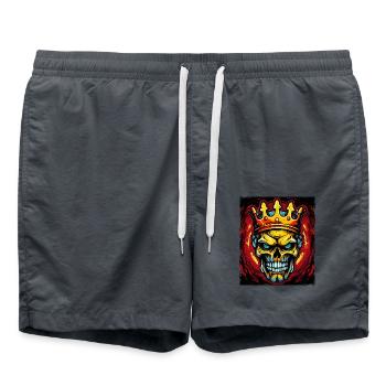 Crâne Roi Couronne - Short de bain - charbon - Devant - AI Model Male 185 light (185cm)