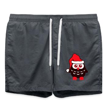 Owl Christmas Santa Claus Hat Winter Cute - Swim Trunks - anthracite - Front - AI Model Male 185 light (185cm)