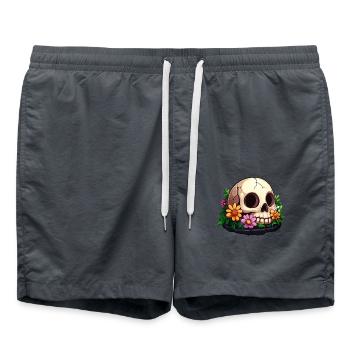 Crâne mignon avec des fleurs colorées - Short de bain - charbon - Devant - AI Model Male 185 light (185cm)
