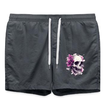 Skull with Pink Flowers & Splashes of Color - Swim Trunks - anthracite - Front - AI Model Male 185 light (185cm)