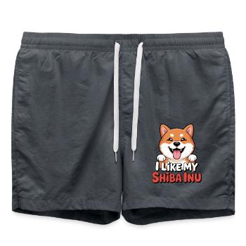 I like my Shiba Inu Dog Love - Swim Trunks - anthracite - Front - AI Model Male 185 light (185cm)