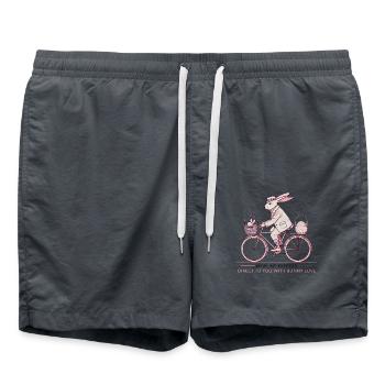 Ostern Hopline Express Retro Hase Vintage Charme - Badeshorts - Anthrazit - Vorne - AI Model Male 185 light (185cm)