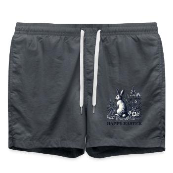 Easter Retro Bunny Flowers Vintage Aesthetic - Swim Trunks - anthracite - Front - AI Model Male 185 light (185cm)