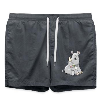 Mignon bébé rhinocéros timide à la camomille - Short de bain - charbon - Devant - AI Model Male 185 light (185cm)