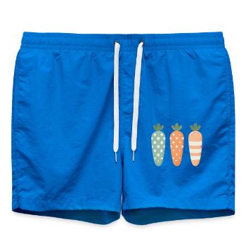 Cute Easter Carrots Pastel Stripe Dots - Swim Trunks - cobalt blue - Front