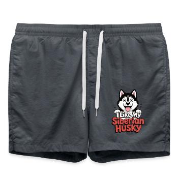 I like my Siberian Husky Hundeliebe - Badeshorts - Anthrazit - Vorne - AI Model Male 185 light (185cm)