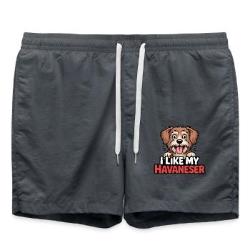 J’aime mon amour de chien bichon havanais - Short de bain - charbon - Devant - AI Model Male 185 light (185cm)