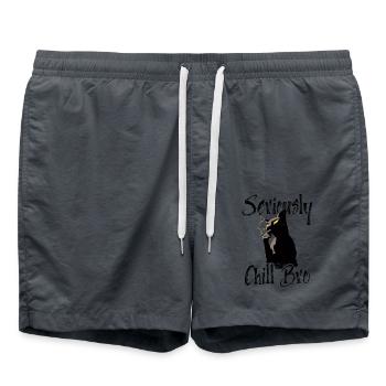 Seriously Chill Bro - Coole Schwarze Raucher Katze - Badeshorts - Anthrazit - Vorne - AI Model Male 185 light (185cm)