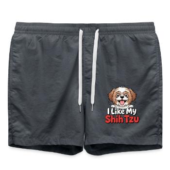 I like my Shih Tzu Hundeliebe - Badeshorts - Anthrazit - Vorne - AI Model Male 185 light (185cm)