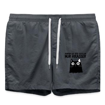 Denken ist wie Googeln - Süße schwarze Katze - Badeshorts - Anthrazit - Vorne - AI Model Male 185 light (185cm)