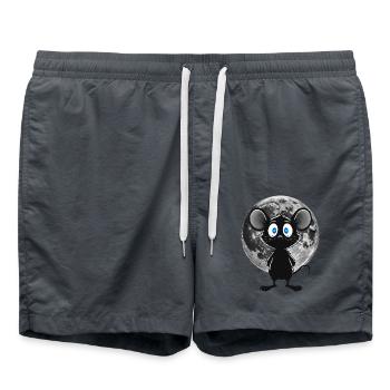 Nacht Maus im Mondschein – Süß & Mystisch - Badeshorts - Anthrazit - Vorne - AI Model Male 185 light (185cm)