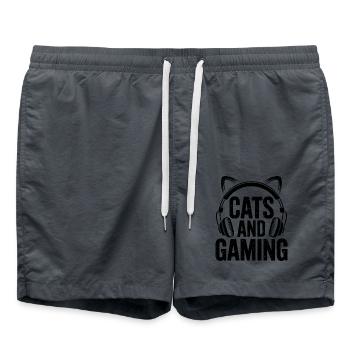 Gamer Saying Gamerin Cats Funny Gaming Gift - Swim Trunks - anthracite - Front - AI Model Male 185 light (185cm)