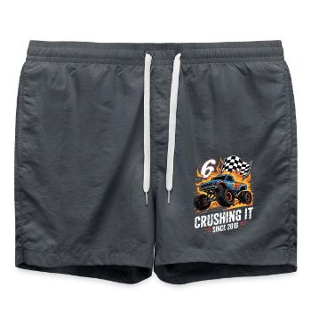 6th Birthday Monster Truck – Crushing It 2019 - Swim Trunks - anthracite - Front - AI Model Male 185 light (185cm)