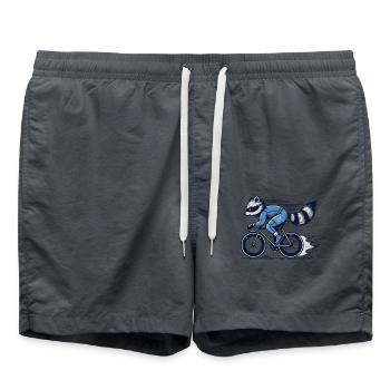 Witziger Waschbär auf Rennrad für Hobbyradler - Badeshorts - Anthrazit - Vorne - AI Model Male 185 light (185cm)