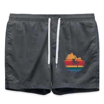 Vintage Bouldering Mountain Rock Climbing Gifts - Swim Trunks - anthracite - Front - AI Model Male 185 light (185cm)