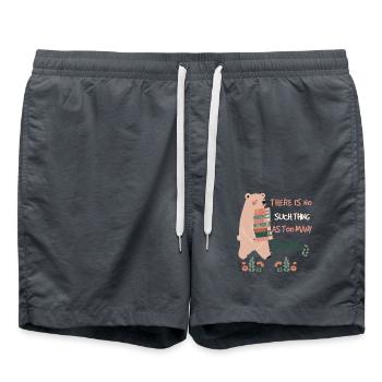 Buchliebhaber Lustiges Buch Zitat mit Bär - Badeshorts - Anthrazit - Vorne - AI Model Male 185 light (185cm)