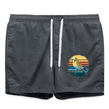 Budgie Parakeet Retro Sunset Vintage Budgerigar - Swim Trunks - anthracite - Front - AI Model Male 185 light (185cm)