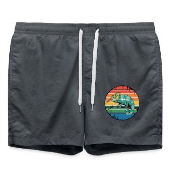 Coucher de soleil rétro caméléon propriétaire pour les amateurs de reptiles - Short de bain - charbon - Devant - AI Model Male 185 light (185cm)