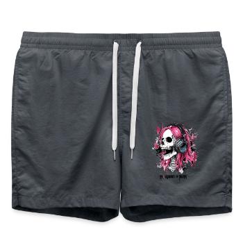 Rave DJ Skull Frequency of death Raver Club - Badeshorts - Anthrazit - Vorne - AI Model Male 185 light (185cm)