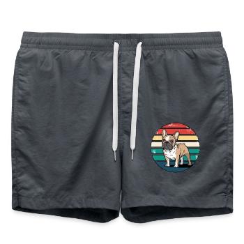 Retro French Bulldog Vintage Dog Lover Gifts - Swim Trunks - anthracite - Front - AI Model Male 185 light (185cm)