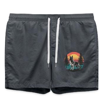 Retro German Shepherd Vintage Dog Lover Gifts Men - Badeshorts - Anthrazit - Vorne - AI Model Male 185 light (185cm)