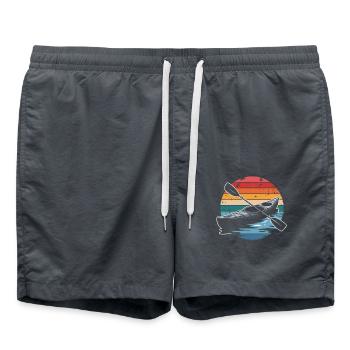 Retro Vintage Kayak Adventure Sunset Paddling - Swim Trunks - anthracite - Front - AI Model Male 185 light (185cm)