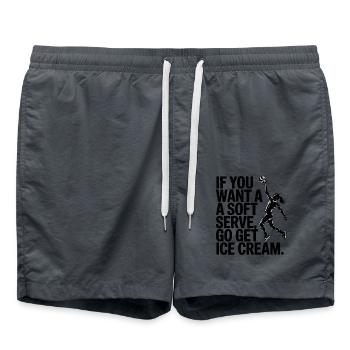 Soft-Serve? Dann ab zum Eis – Volleyball - Badeshorts - Anthrazit - Vorne - AI Model Male 185 light (185cm)