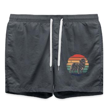 Retro Newfoundland Vintage Dog Lover Gifts for Men - Badeshorts - Anthrazit - Vorne - AI Model Male 185 light (185cm)