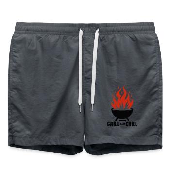 Grillen & Chillen Grill-Logo Grill and Chill - Short de bain - charbon - Devant - AI Model Male 185 light (185cm)