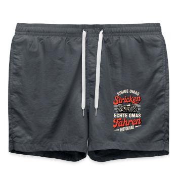 Einige Omas stricken, echte Omas fahren Motorrad - Badeshorts - Anthrazit - Vorne - AI Model Male 185 light (185cm)