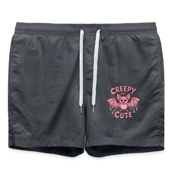 Creepy But Cute Pink Bat Gothic Animal Pastel Goth - Swim Trunks - anthracite - Front - AI Model Male 185 light (185cm)