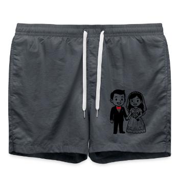 Wedding couple couple - Swim Trunks - anthracite - Front - AI Model Male 185 light (185cm)